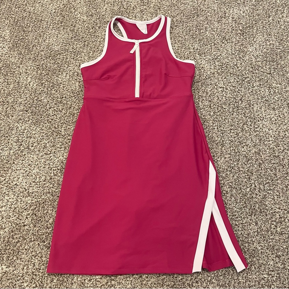 Sporty Pink Dress with White Trim